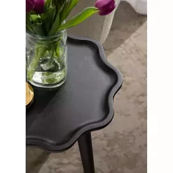 Kirklands Home Wood Wavy Accent Table Black Outlet