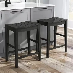 Kirklands Home Wood Whitcombe Counter Stools, Set of 2 Black
