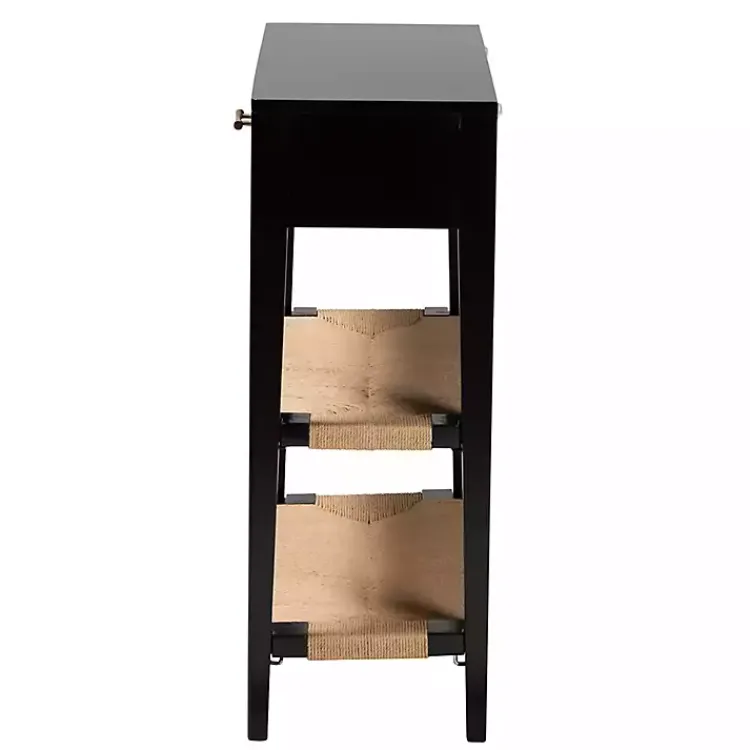 Kirklands Home Wood Woven Shelves Console Table Black Hot