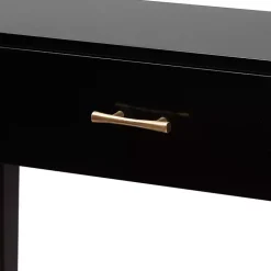 Kirklands Home Wood Woven Shelves Console Table Black Hot