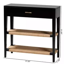 Kirklands Home Wood Woven Shelves Console Table Black Hot