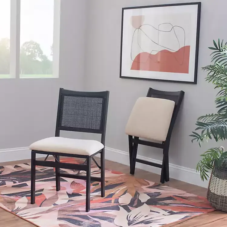 Kirklands Home Black Woven Cane Foldable Dining Chair Discount