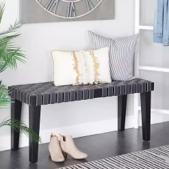 Kirklands Home Woven Faux Leather Bench Black Hot