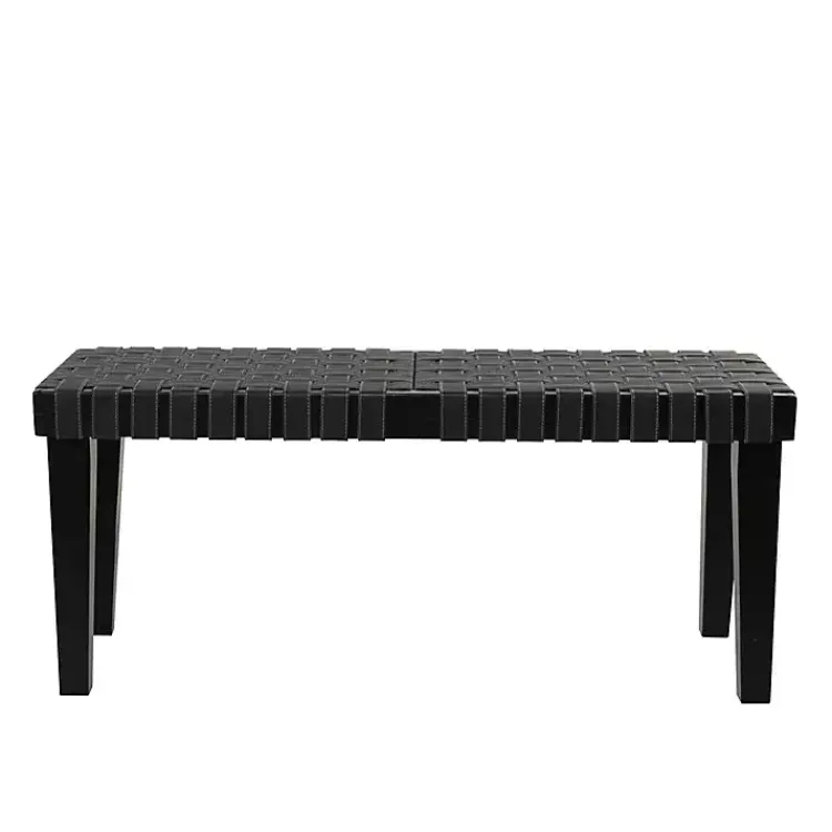 Kirklands Home Woven Faux Leather Bench Black Hot