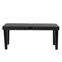 Kirklands Home Woven Faux Leather Bench Black Hot