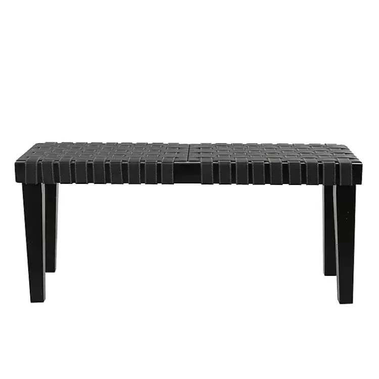 Kirklands Home Woven Faux Leather Bench Black Hot