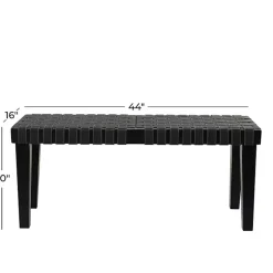 Kirklands Home Woven Faux Leather Bench Black Hot