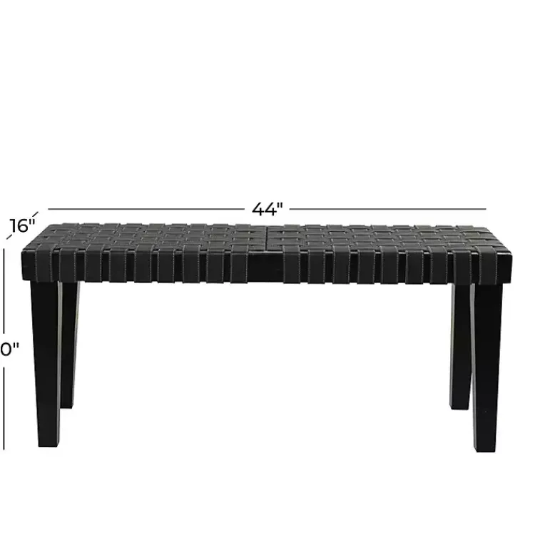 Kirklands Home Woven Faux Leather Bench Black Hot