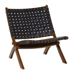 Kirklands Home Woven Leather Folding Accent Chair Black Hot