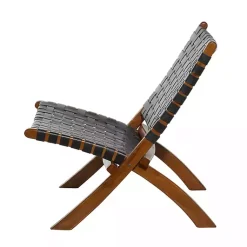 Kirklands Home Woven Leather Folding Accent Chair Black Hot