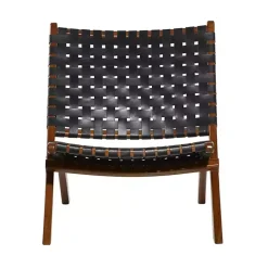 Kirklands Home Woven Leather Folding Accent Chair Black Hot
