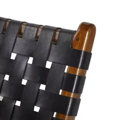 Kirklands Home Woven Leather Folding Accent Chair Black Hot