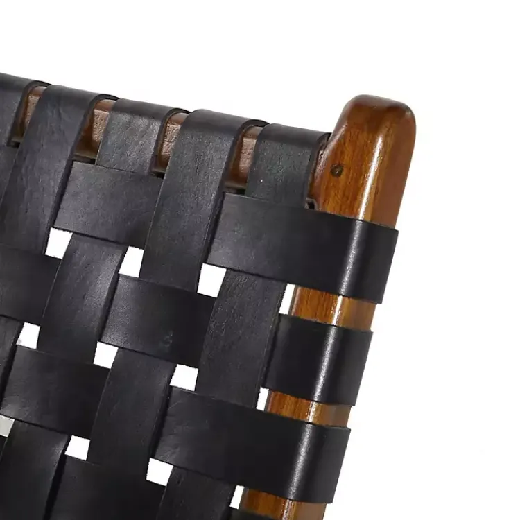 Kirklands Home Woven Leather Folding Accent Chair Black Hot