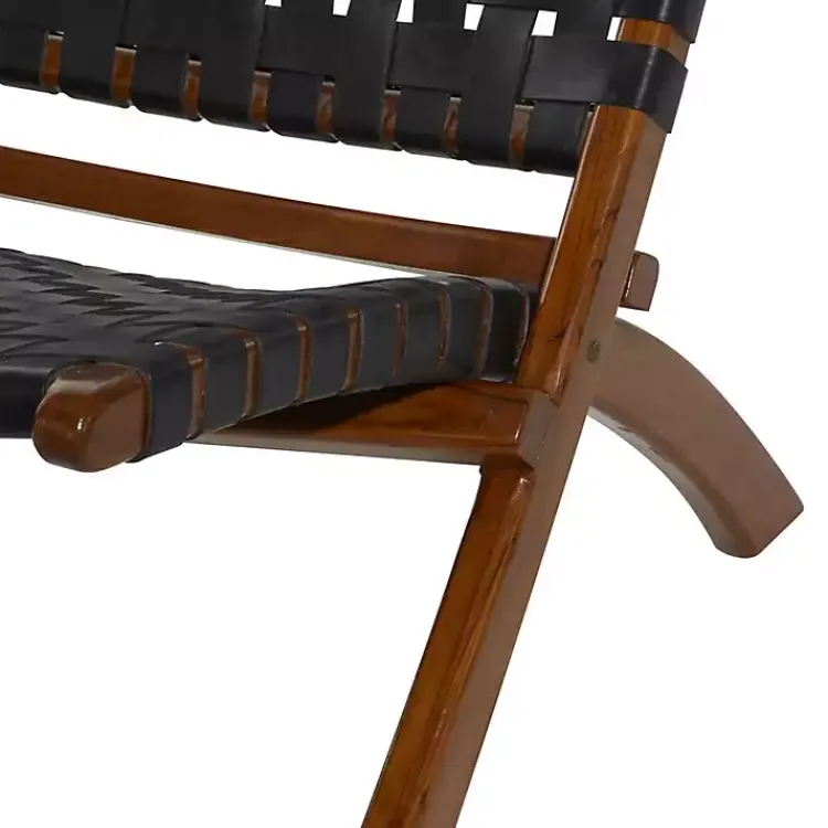 Kirklands Home Woven Leather Folding Accent Chair Black Hot