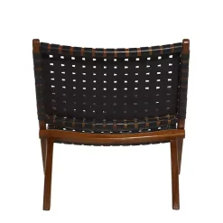 Kirklands Home Woven Leather Folding Accent Chair Black Hot