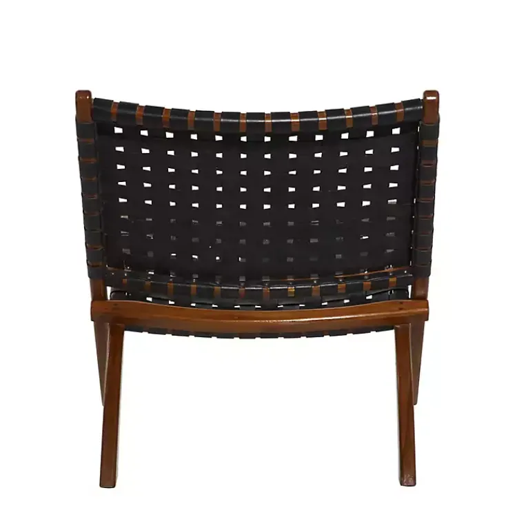 Kirklands Home Woven Leather Folding Accent Chair Black Hot