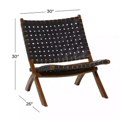Kirklands Home Woven Leather Folding Accent Chair Black Hot