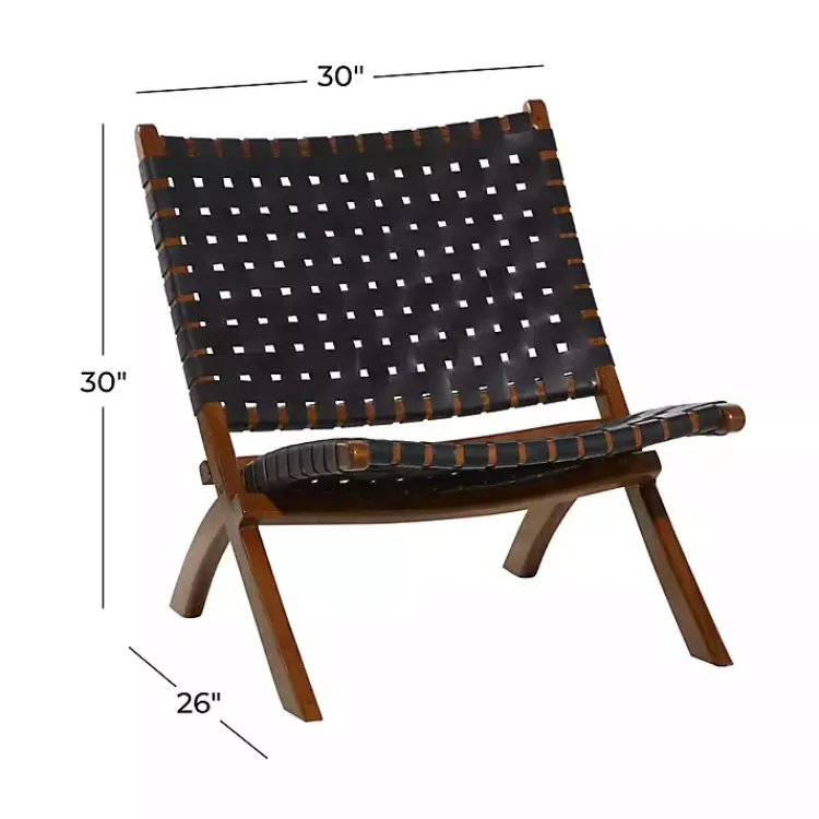 Kirklands Home Woven Leather Folding Accent Chair Black Hot