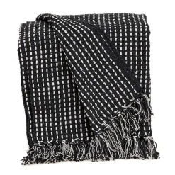 Blankets & Throws>Kirklands Home Black Woven Pattern Wool Tassel Throw