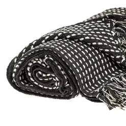 Blankets & Throws>Kirklands Home Black Woven Pattern Wool Tassel Throw