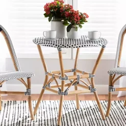 Kirklands Home Black Woven Rattan French Bistro Dining Table Hot