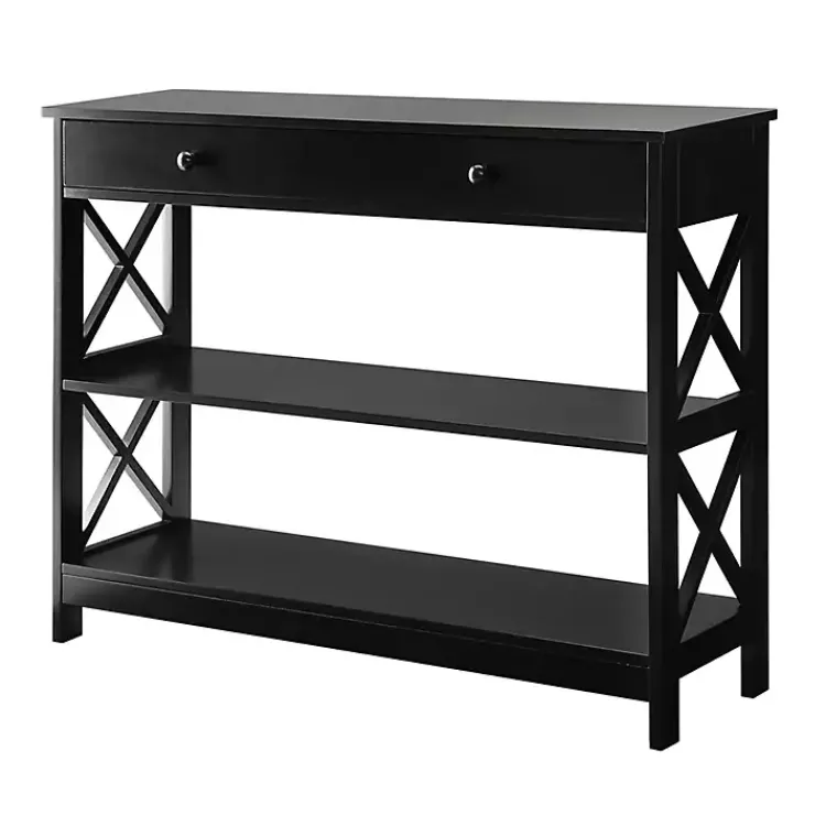 Kirklands Home Black X-Frame 2-Shelf Console Table Brown Best