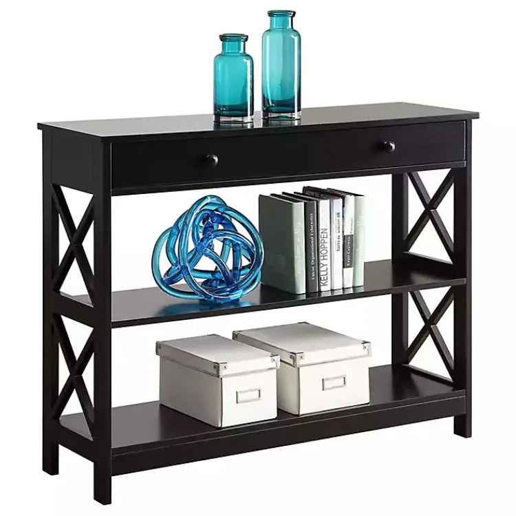 Kirklands Home Black X-Frame 2-Shelf Console Table Brown Best