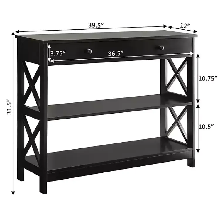 Kirklands Home Black X-Frame 2-Shelf Console Table Brown Best
