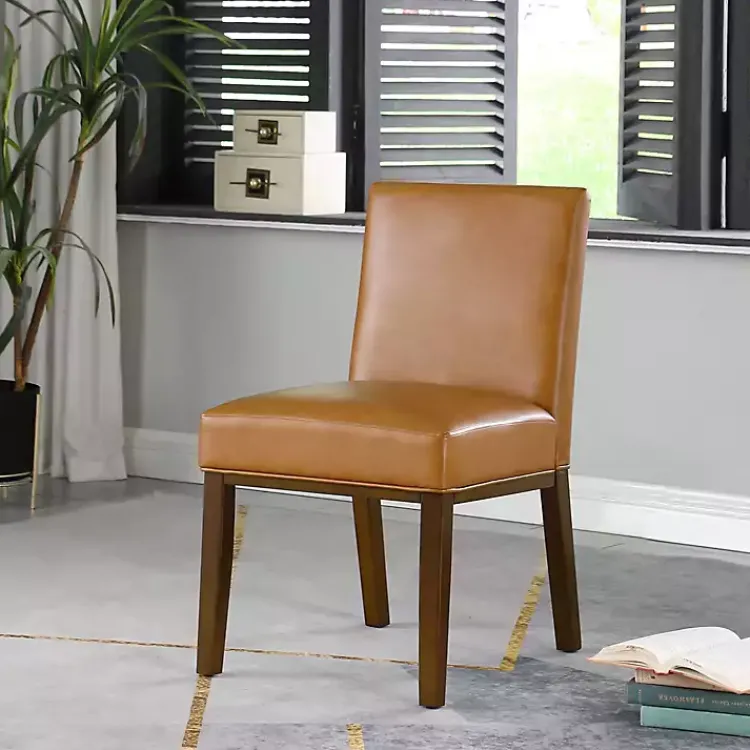 Kirklands Home Blair Carmel Leather Dining Chair Brown Best