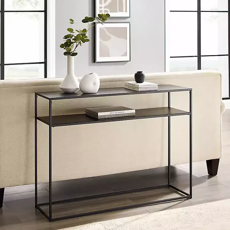 Kirklands Home Blake Simple Metal Console Table Black Best