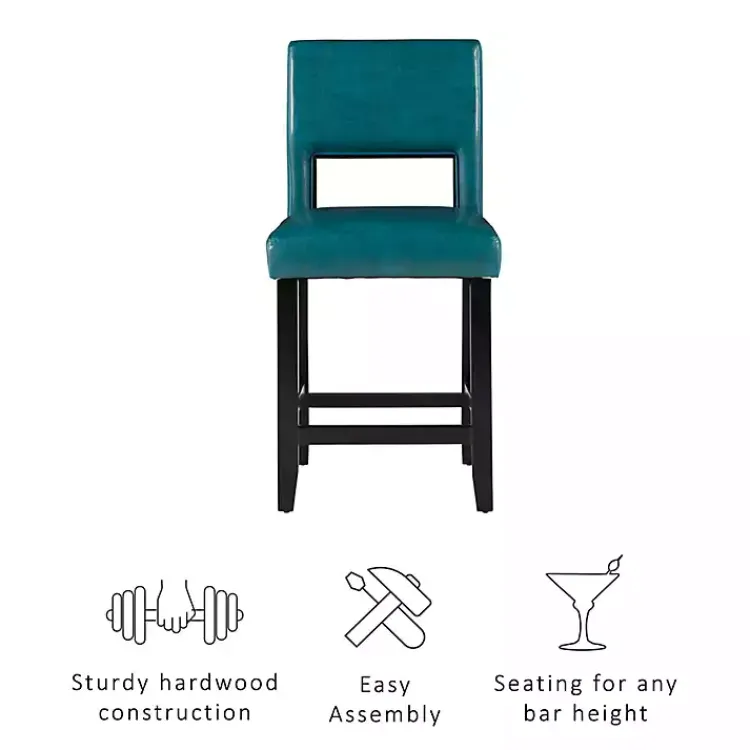 Kirklands Home Blakely Seat Counter Stool with Black Base Blue Online