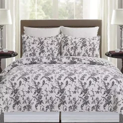 Kirklands Home Bleighton Black Floral 3-pc. Full/Queen Quilt Set Online