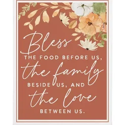 Fall>Kirklands Home Bless the Food Before Us Canvas Wall Plaque Orange