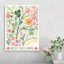 Kirklands Home Bless This Home Floral Canvas Art Print Green Sale
