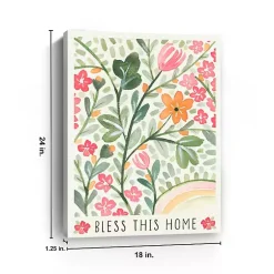 Kirklands Home Bless This Home Floral Canvas Art Print Green Sale