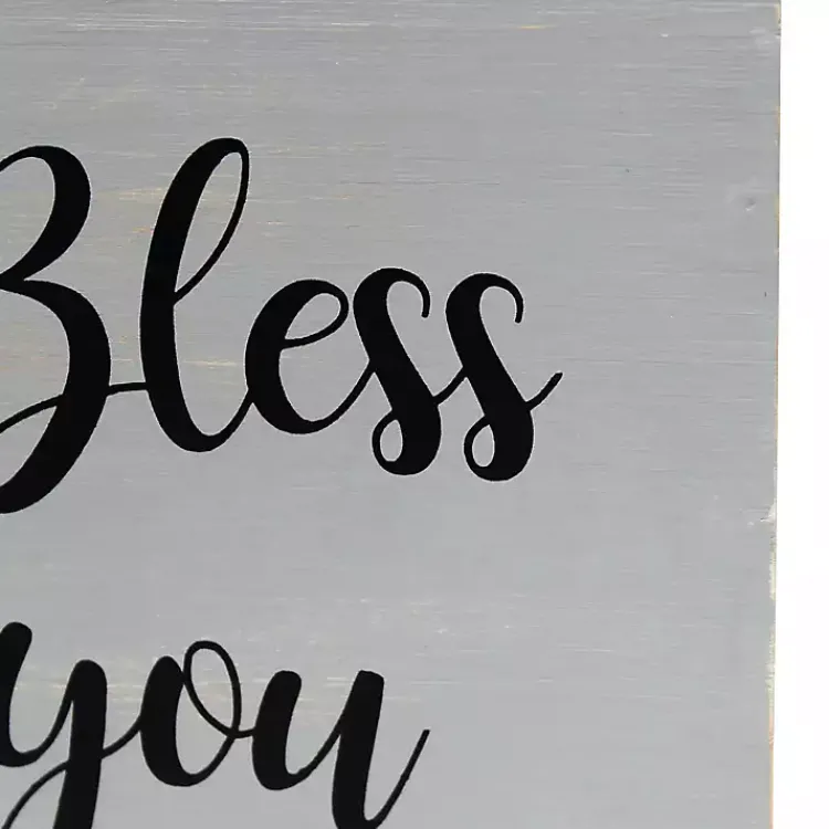 Kirklands Home Bless You Wood Tissue Box Cover Gray