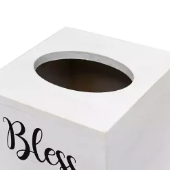 Kirklands Home Bless You Wood Tissue Box Cover White Clearance
