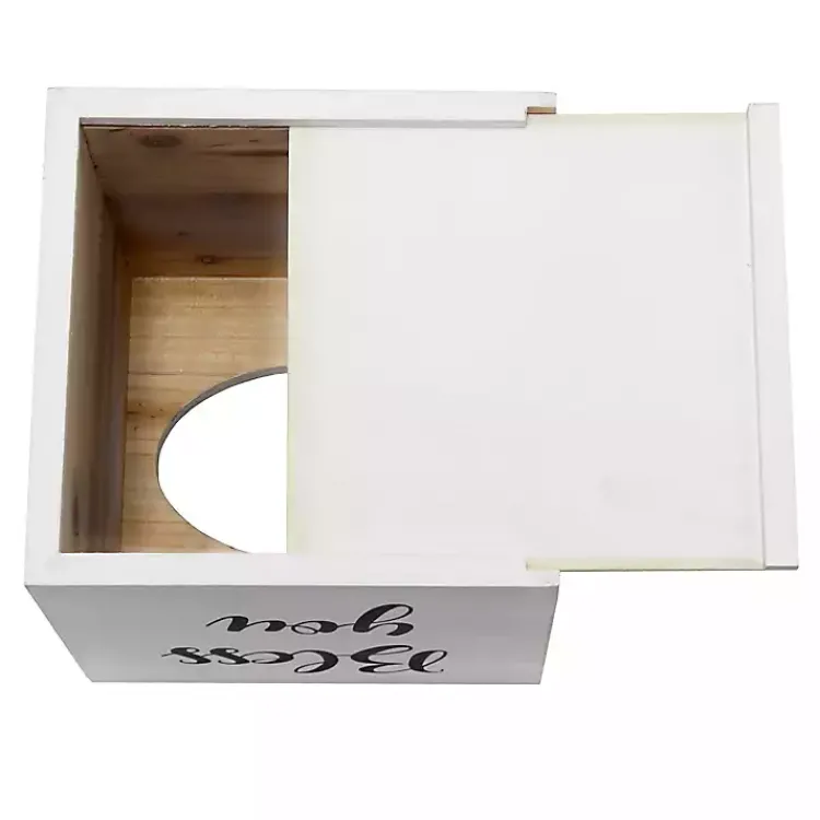 Kirklands Home Bless You Wood Tissue Box Cover White Clearance
