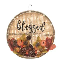 Fall>Kirklands Home Blessed Basket Harvest Wreath Wall Plaque