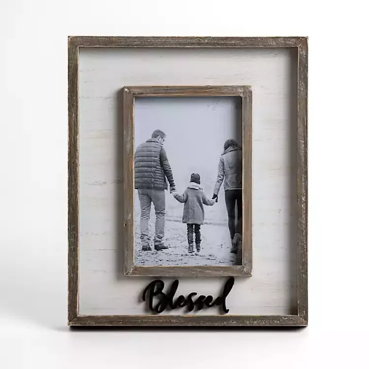 Picture Frames>Kirklands Home Blessed Brown and White Picture Frame