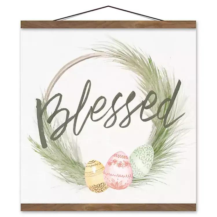 Easter Decorations>Kirklands Home Blessed Egg Wreath Teak Hanging Canvas Art Print