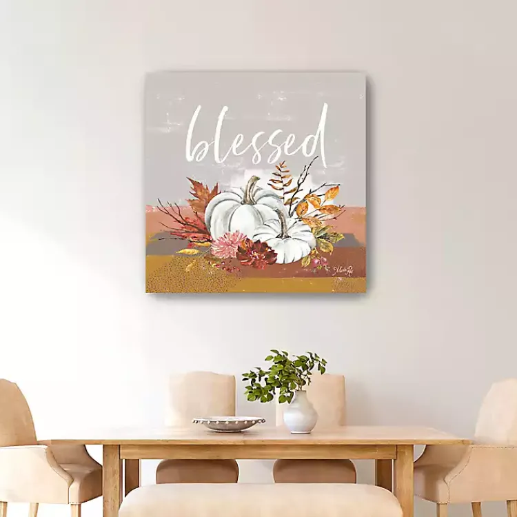 Fall>Kirklands Home Blessed Pumpkins and Flowers Giclee Canvas Print