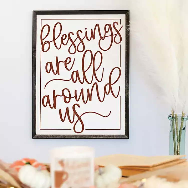 Fall>Kirklands Home Blessings Around Us Framed Wall Plaque