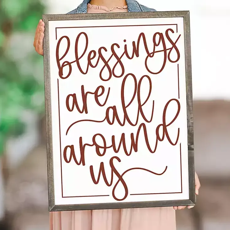 Fall>Kirklands Home Blessings Around Us Framed Wall Plaque