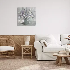 Kirklands Home Blossoming Aster Bouquet Canvas Print, 24x24 in. Gray Discount