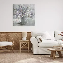 Kirklands Home Blossoming Aster Bouquet Canvas Print, 30x30 in. Gray Discount