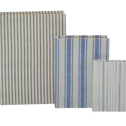 Baskets & Boxes>Kirklands Home Blue & Cream Striped Canvas Book Boxes, Set of 3