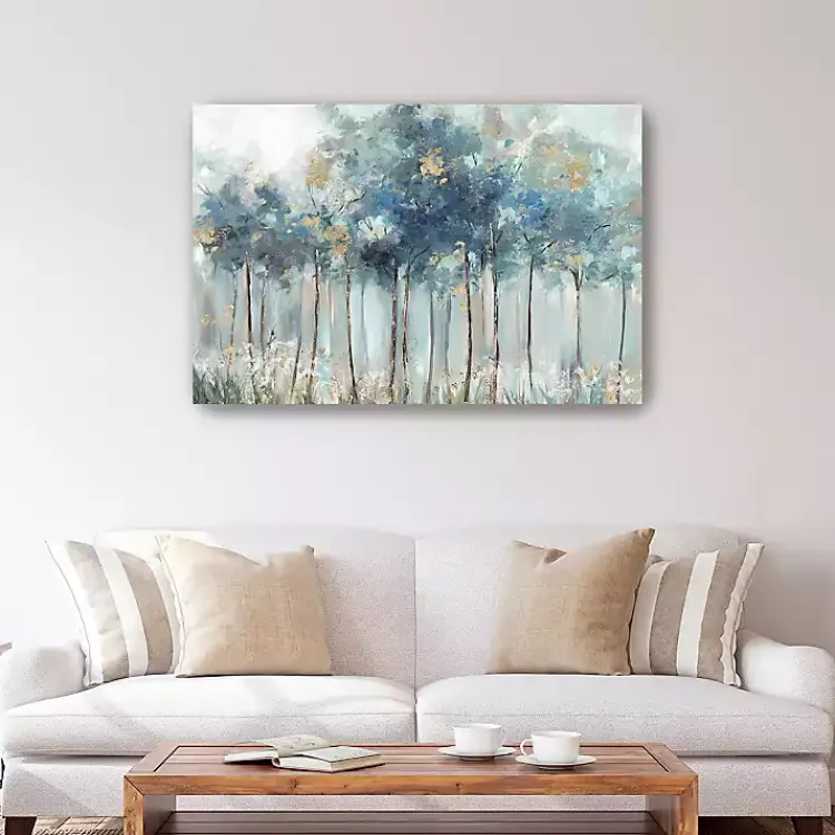 Kirklands Home Blue & Gold Forest Canvas Art Print Clearance