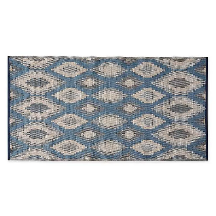 Kirklands Home Blue & Gray Diamond Stripe Outdoor Area Rug, 3x6 Discount
