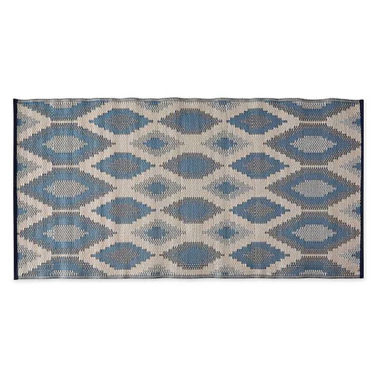Kirklands Home Blue & Gray Diamond Stripe Outdoor Area Rug, 3x6 Discount